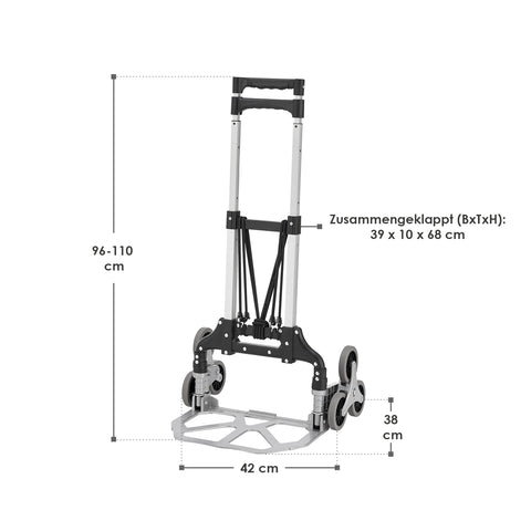 Juskys Inklapbare Trappensteekwagen / Steekwagen - Max. 80 kg - Incl. Handschoenen & Expandertouw