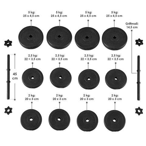 Halterset / Dumbells 40 kg - 2-delig - Zandgevuld