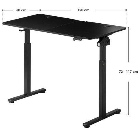 Elektrisch Verstelbaar Bureau / Sta Zit Bureau - 120 x 60 cm - Zwart