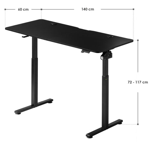 Elektrisch Verstelbaar Bureau / Sta Zit Bureau - 140 x 60 cm - Zwart