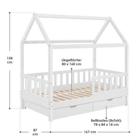 Kinderbed Marli - 80 x 160 cm - Wit - Incl. lades