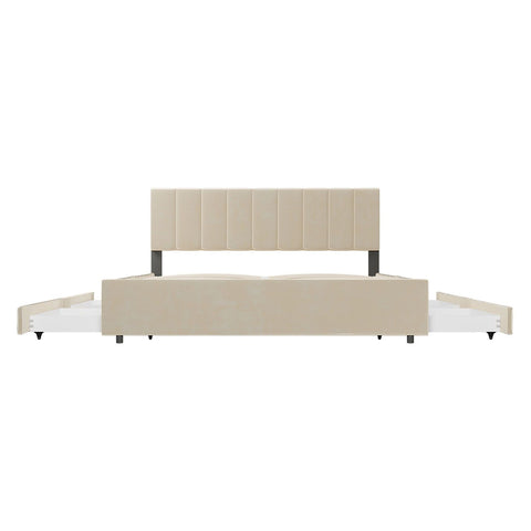 Gestoffeerd Bed Soria - 180 x 200 cm - Beige - Incl. Bedlades