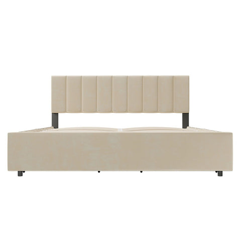 Gestoffeerd Bed Soria - 180 x 200 cm - Beige - Incl. Bedlades