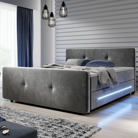 Boxspringbed Houston - 180 x 200 cm - Grijs