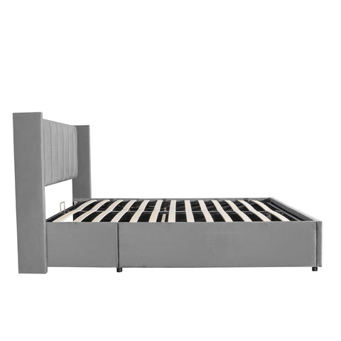 Gestoffeerd bed Savona - 200 x 120 cm - Lichtgrijs - Incl. Bedlade