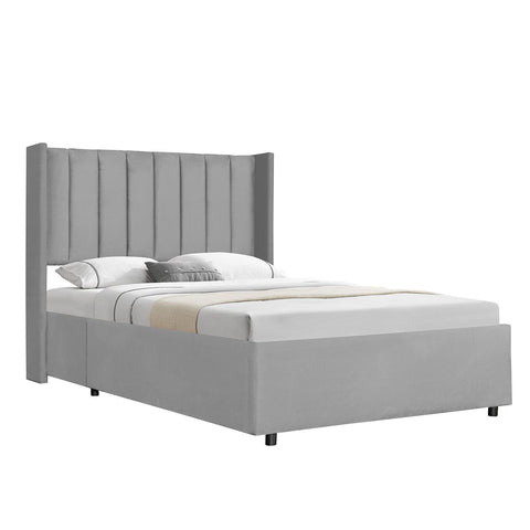 Gestoffeerd bed Savona - 200 x 120 cm - Lichtgrijs - Incl. Bedlade