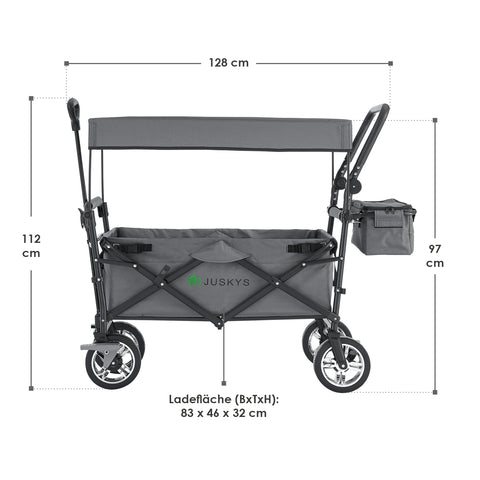 Inklapbare Bolderkar / Transportwagen - Max. 120 kg - Grijs - Incl. Dak & Tas