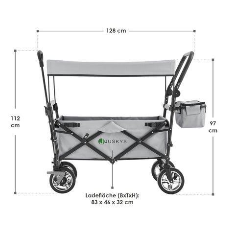 Inklapbare Bolderkar / Transportwagen - Max. 120 kg - Grijs - Incl. Dak & Tas