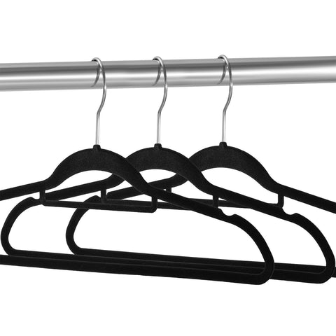 Fluwelen Kleerhangers / Kledinghanger - 30 Stuks - Zwart - Antislip