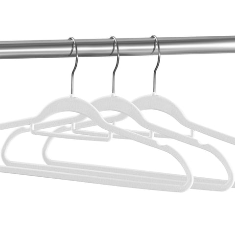 Fluwelen Kleerhangers / Kledinghanger - 50 Stuks - Wit - Antislip