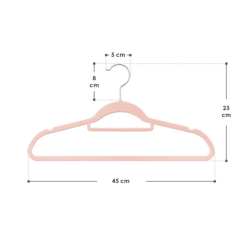 Fluwelen Kleerhangers / Kledinghanger - 50 Stuks - Roze - Antislip