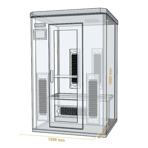 Infraroodcabine / warmtecabine Oslo met full spectrum radiatoren en hemlockspar