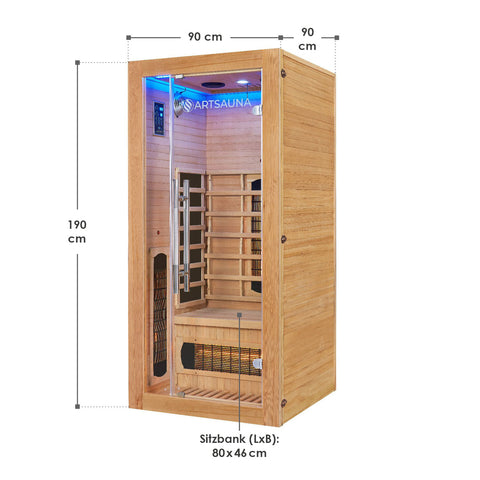 Infraroodcabine / Sauna Kiruna - 90x90x190 - Incl. LED & Bleutooth Radio