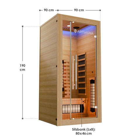 Juskys Infraroodkabine / Sauna Kiruna 90 Premium - 190 x 90 x 90 cm - Incl. LED & Bluetooth Radio