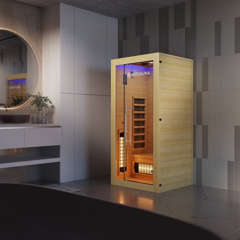 Juskys Infraroodkabine / Sauna Kiruna 90 Premium - 190 x 90 x 90 cm - Incl. LED & Bluetooth Radio