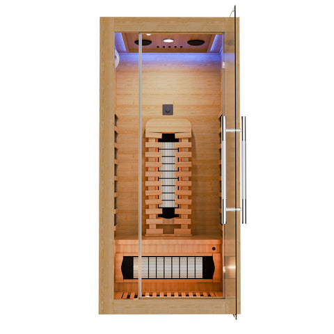 Juskys Infraroodkabine / Sauna Kiruna 90 Premium - 190 x 90 x 90 cm - Incl. LED & Bluetooth Radio