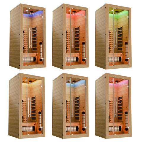 Juskys Infraroodkabine / Sauna Kiruna 90 Premium - 190 x 90 x 90 cm - Incl. LED & Bluetooth Radio