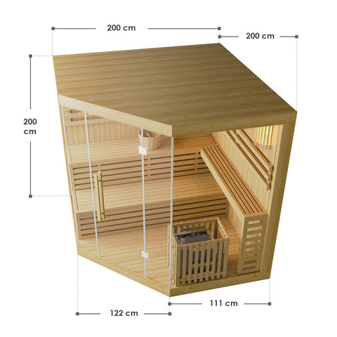 Binnensauna Espoo200 Premium - Finse saunacabine - 200x200x200 cm