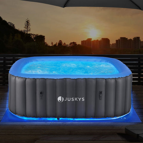 Opblaasbare Whirlpool / Bubbelbad Palmira - 6 Pers - 210 x 210 cm - Grijs - Incl. LED