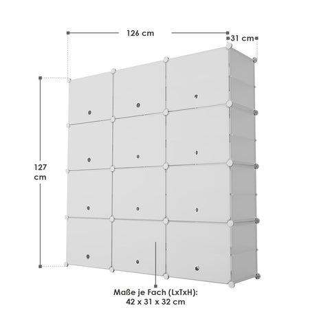 Schoenenkast / Schoenenrek - 126 x 127 x 31 cm - Wit