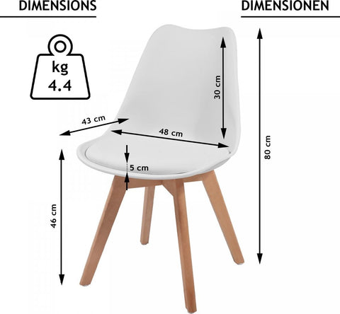 Eetkamerstoelen - Kuipstoelen - Kunststof - Wit - Set van 2